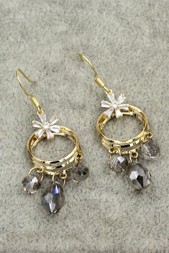 Elegant small circle crystal necklace earrings set