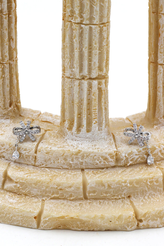 noble bowknot crystal pendant earrings