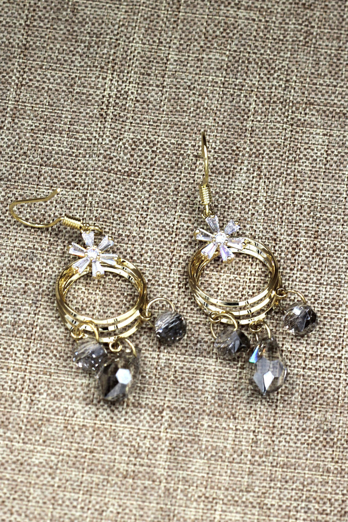 Elegant small circle crystal necklace earrings set