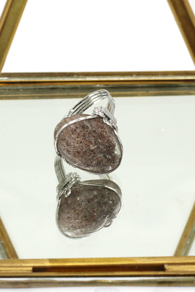 fashion natural stone silver ring