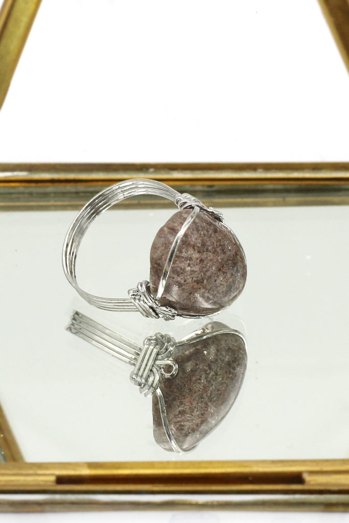 fashion natural stone silver ring