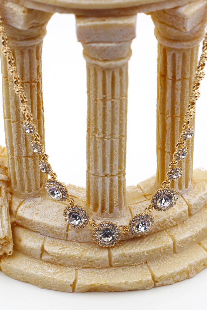 simple golden crystal earring necklace set