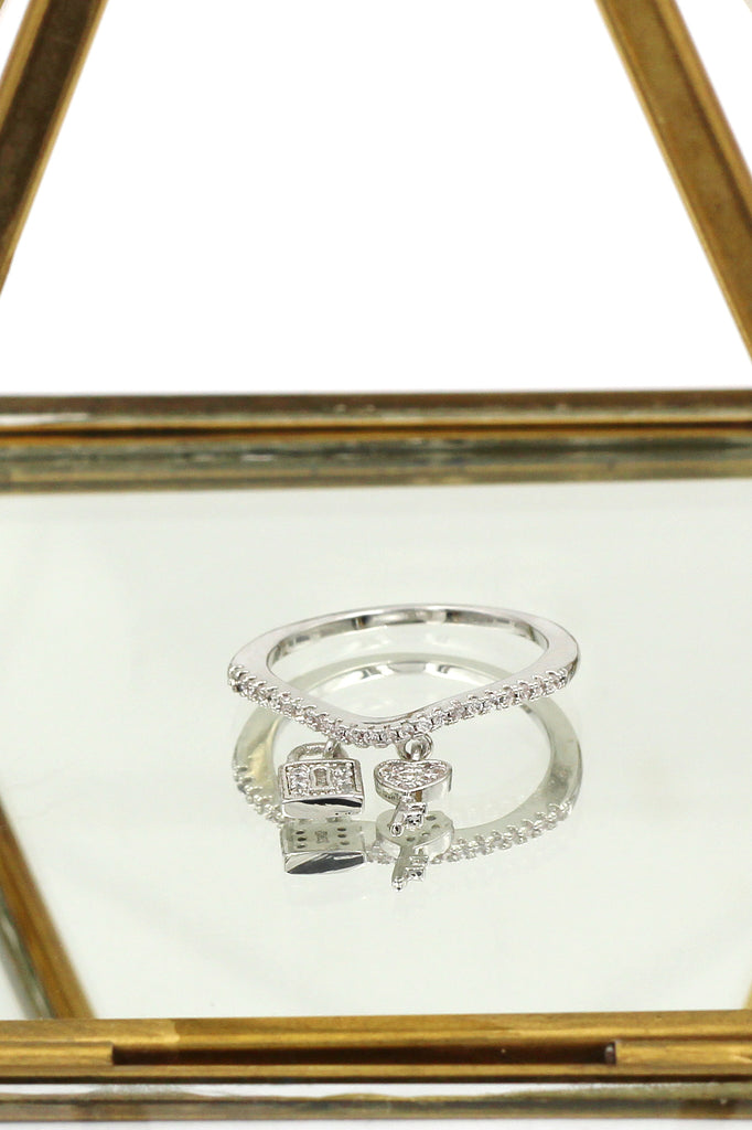 fashion heart lock ring