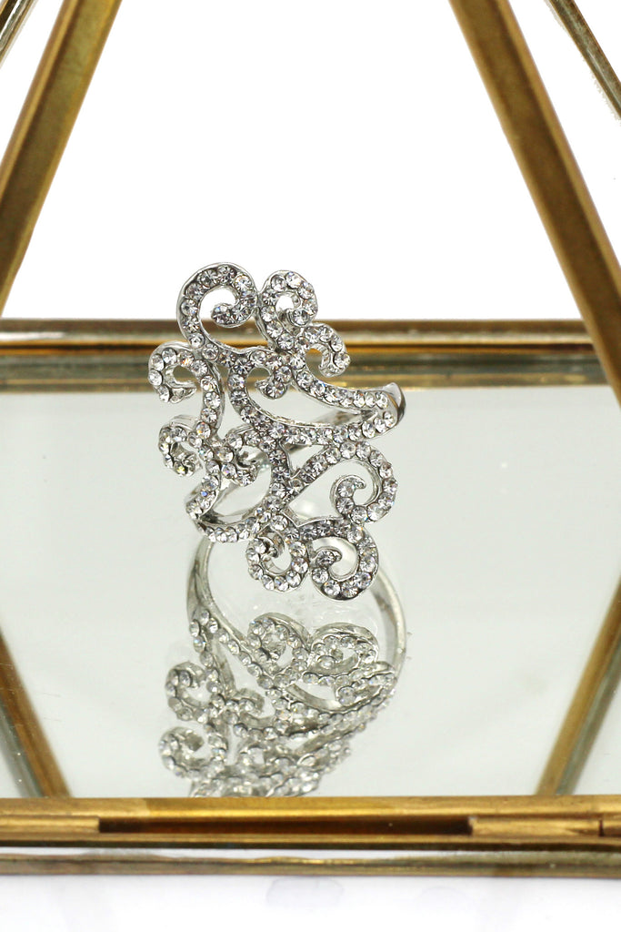 fashion clouds crystal silver ring