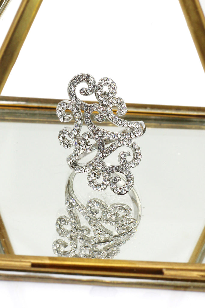 fashion clouds crystal silver ring