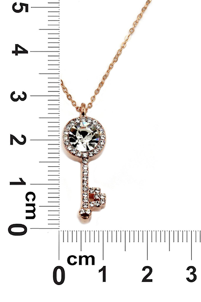 fashion golden key crystal necklace