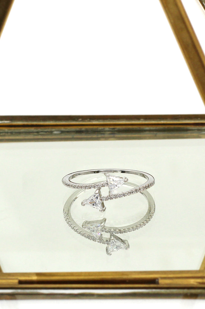 triangle arc bright crystal ring