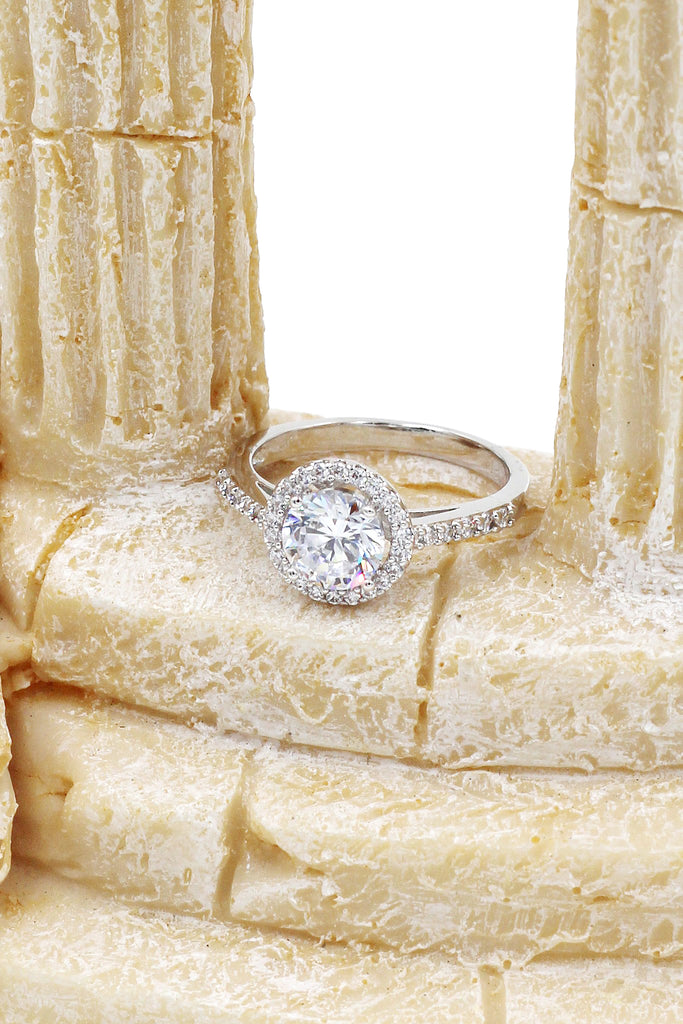 shining bright crystal silver ring