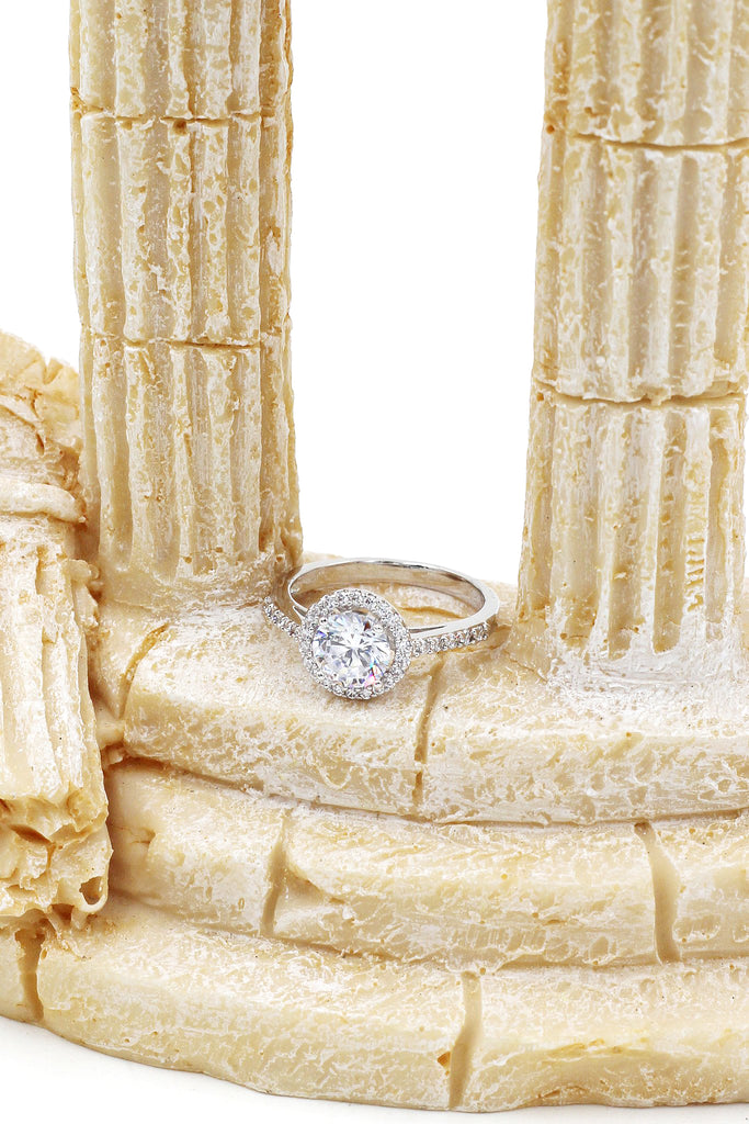 shining bright crystal silver ring