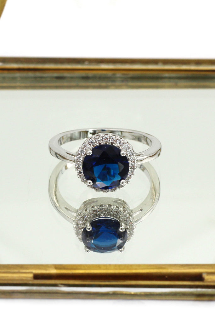 dark blue crystal ring necklace set