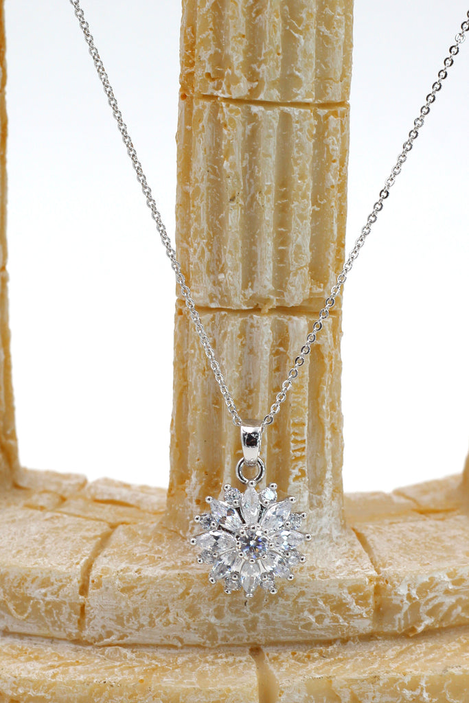 Shining crystal sun flower necklace earrings ring set