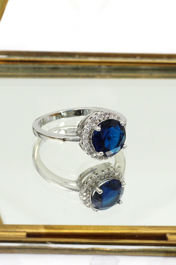 dark blue crystal ring necklace set