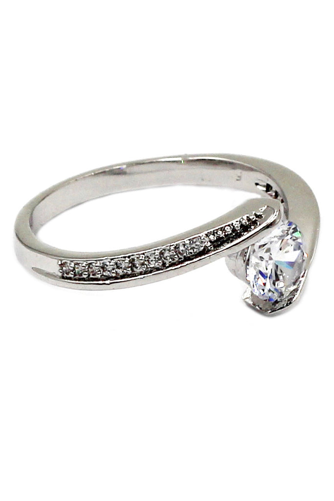 fashion dislocation crystal silver ring