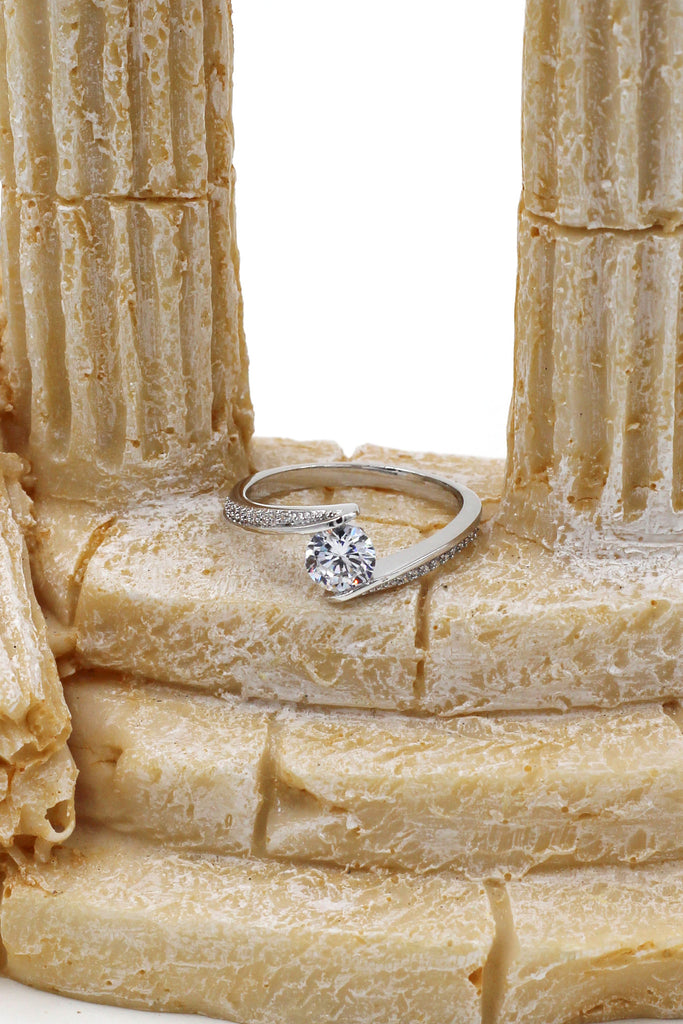 fashion dislocation crystal silver ring