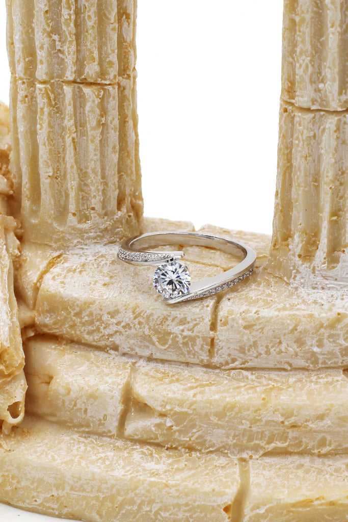 fashion dislocation crystal silver ring