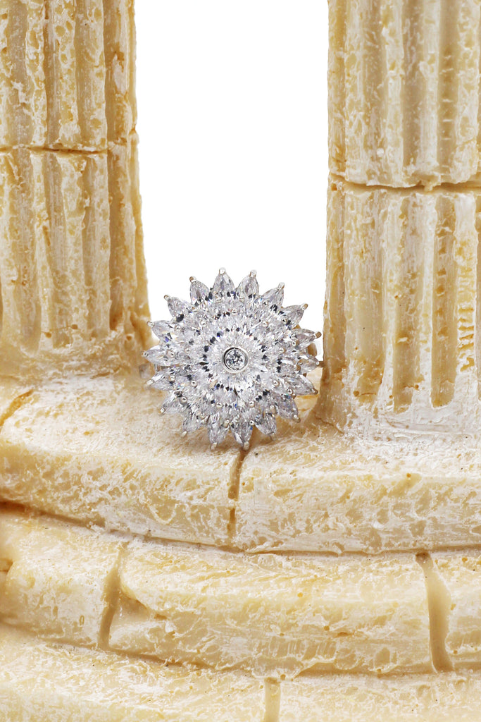 shining bright sunflower crystal ring
