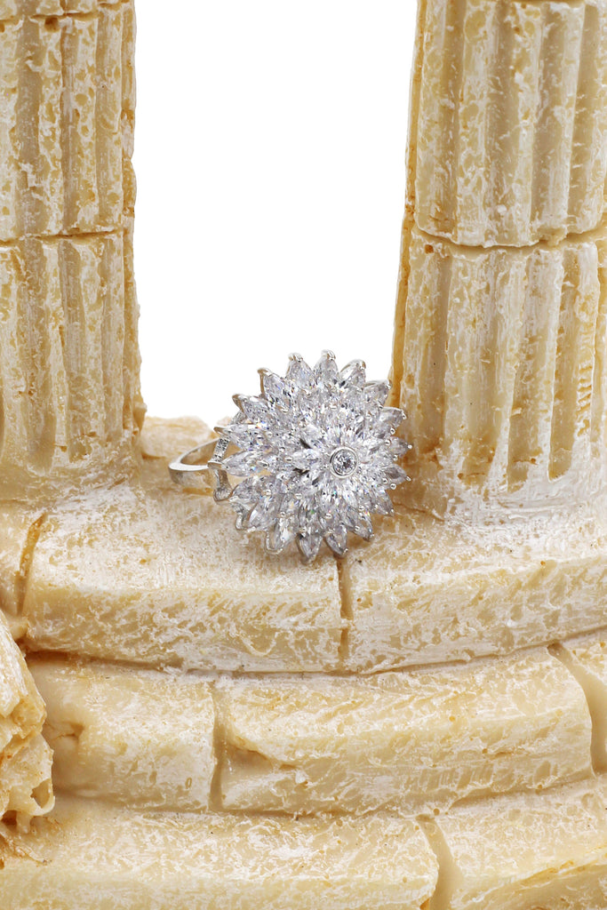 shining bright sunflower crystal ring