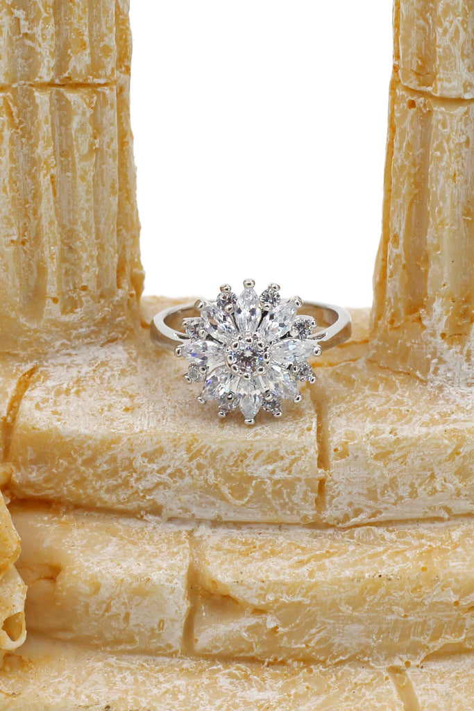 Shining crystal sun flower necklace earrings ring set