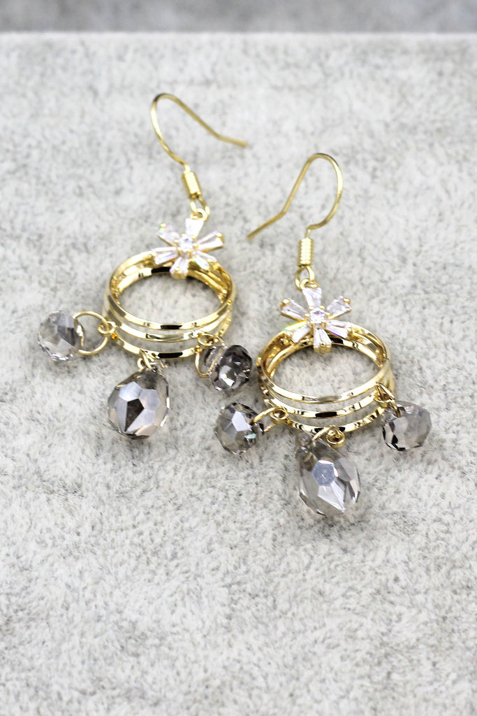 Elegant small circle crystal necklace earrings set