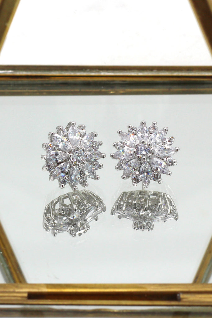 Shining crystal sun flower necklace earrings ring set