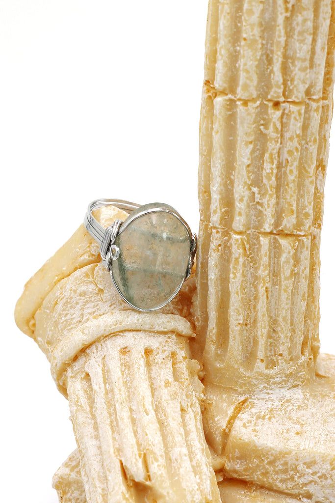 fashion transparent natural stone silver ring