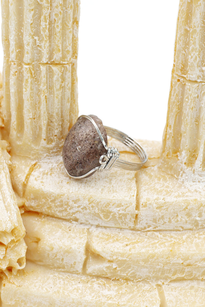 fashion natural stone silver ring