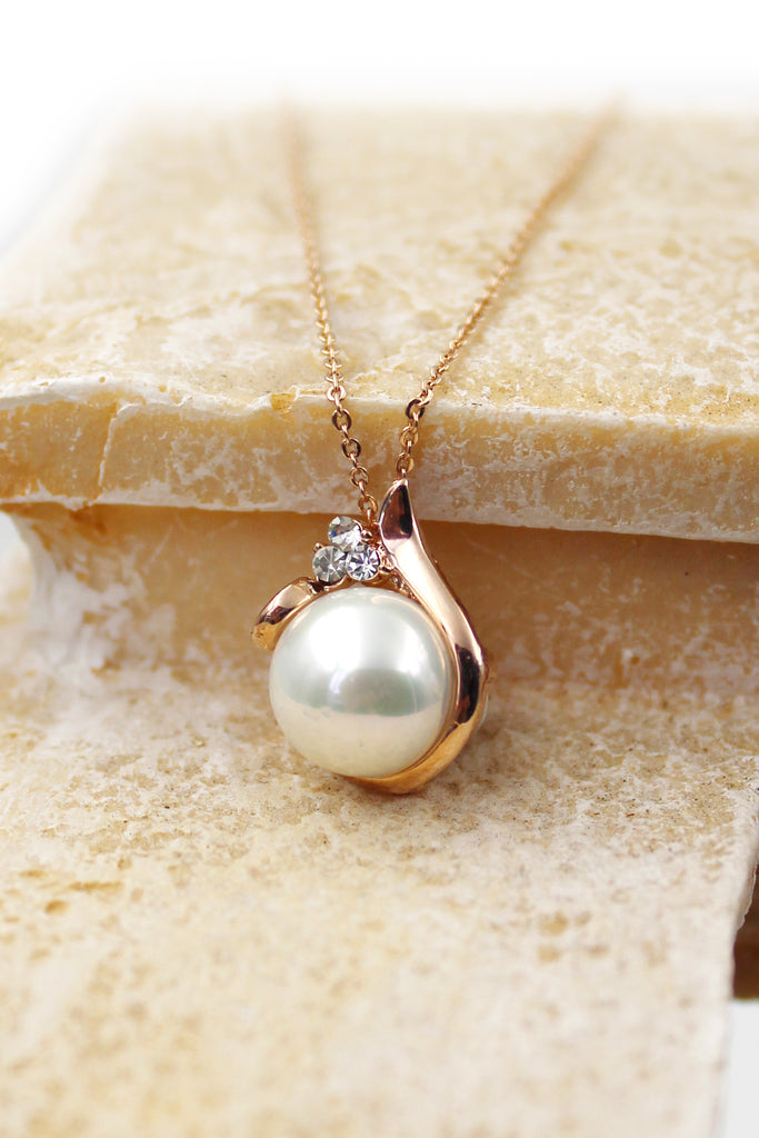 temperament crystal pearl necklace earrings set