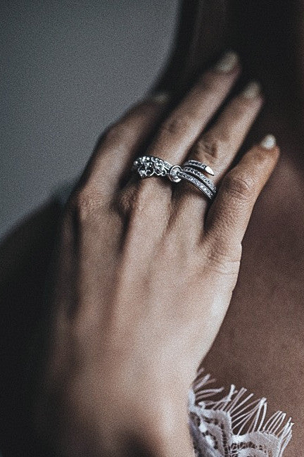 fashion micro pave crystal belt ring