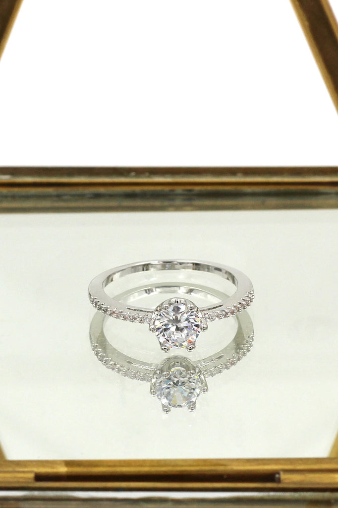 fashion small crystal ring necklace set