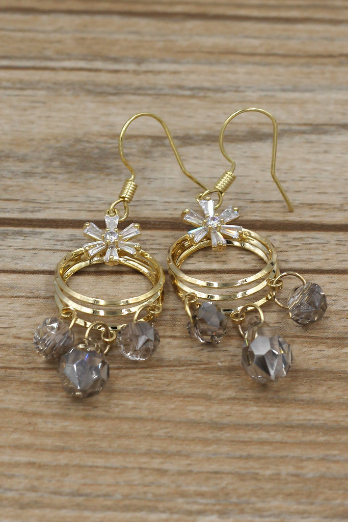Elegant small circle crystal necklace earrings set