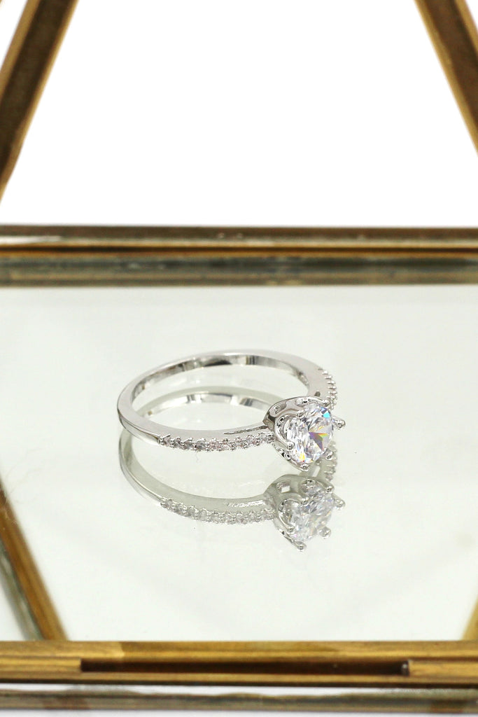 fashion small crystal ring necklace set