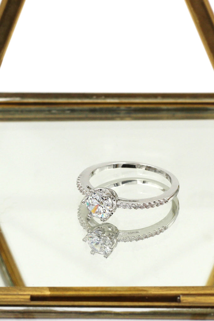 fashion small crystal ring necklace set