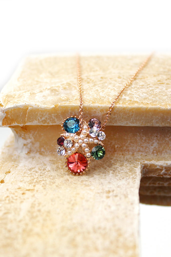 Fashion starfish crystal small pearl necklace