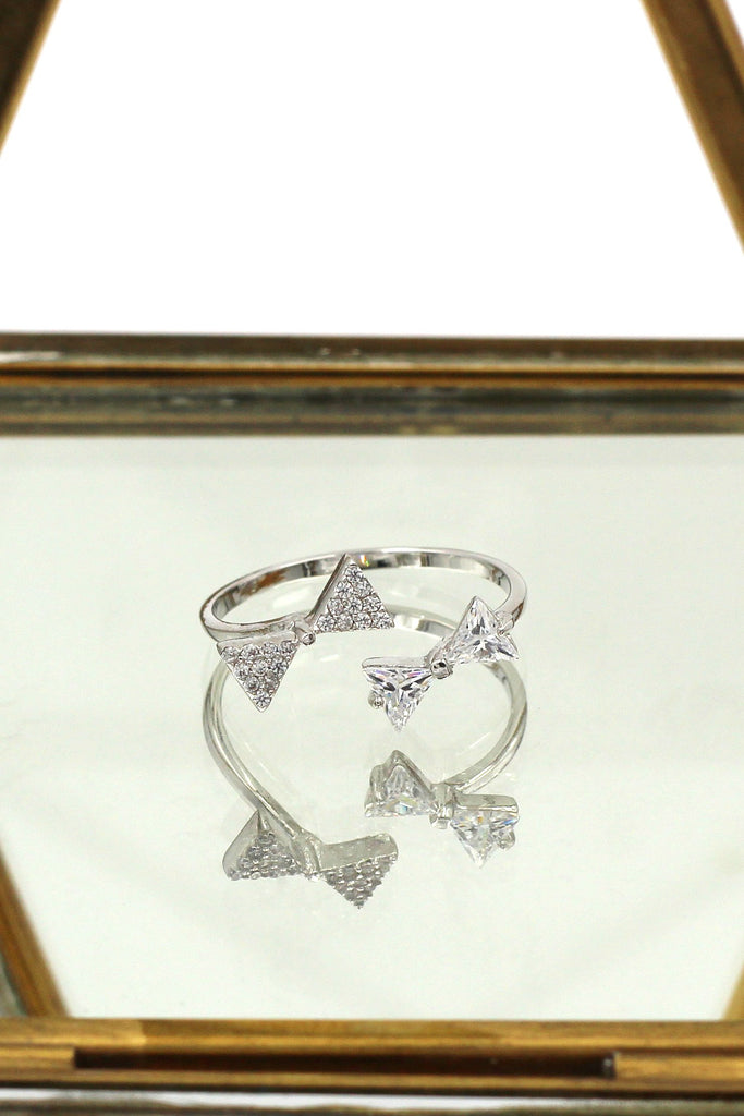 fashion bow crystal ring earrings set