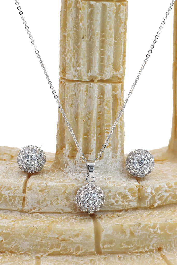 Small crystal hemisphere three-piece silver set