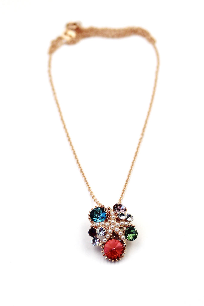 Fashion starfish crystal small pearl necklace