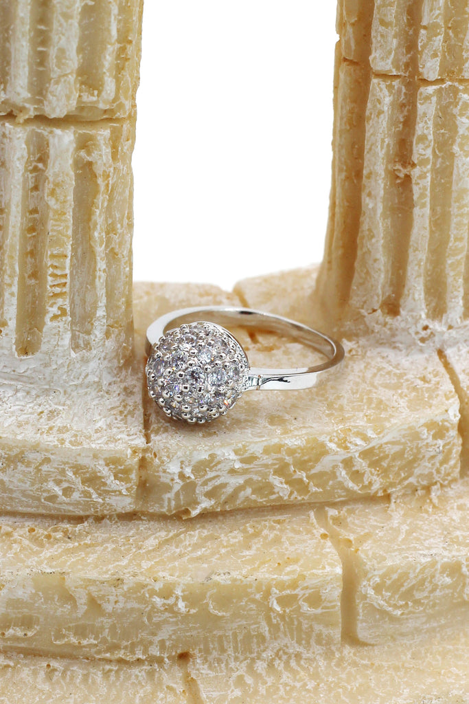 Small crystal hemisphere three-piece silver set