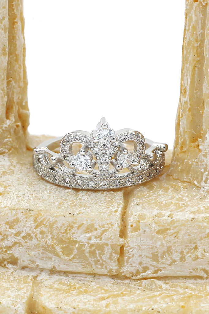Silver Crystal Crown Ring