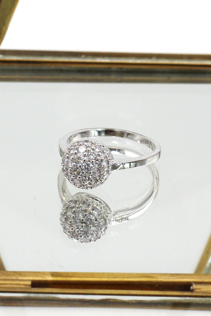 Small crystal hemisphere three-piece silver set