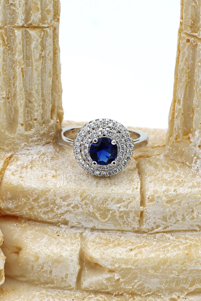 fashion blue crystal ring necklace set