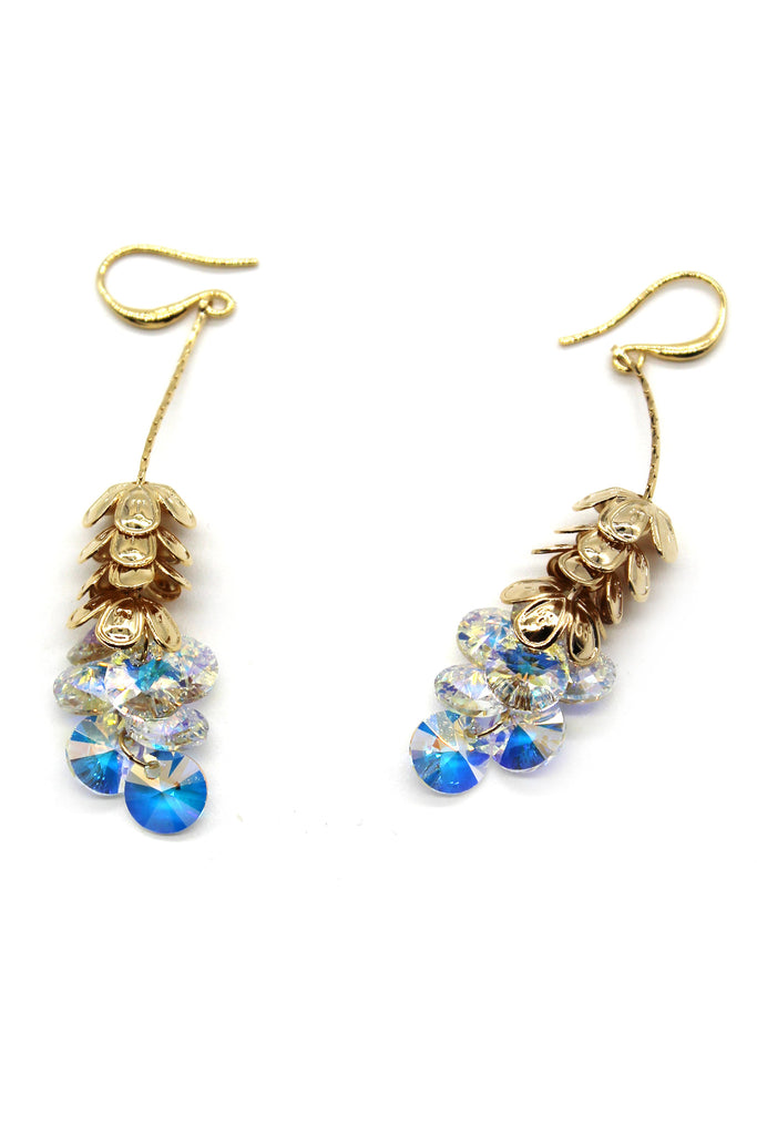 elegant stacked layers flowers swarovski crystal earrings