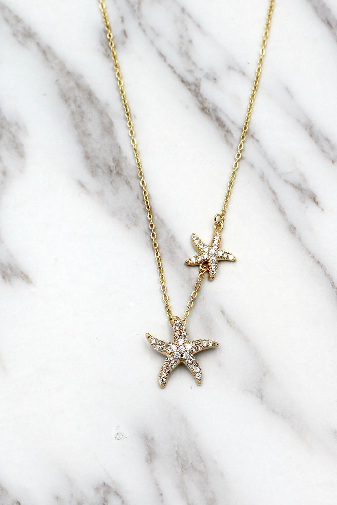 fashion crystal star earrings necklace set