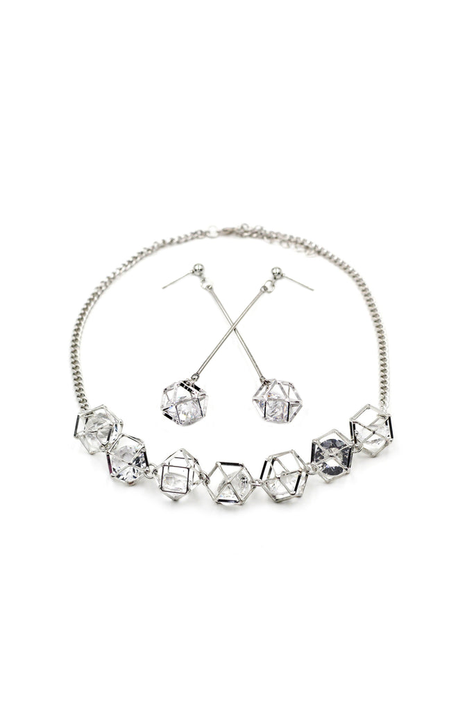 prism crystal earring necklace set