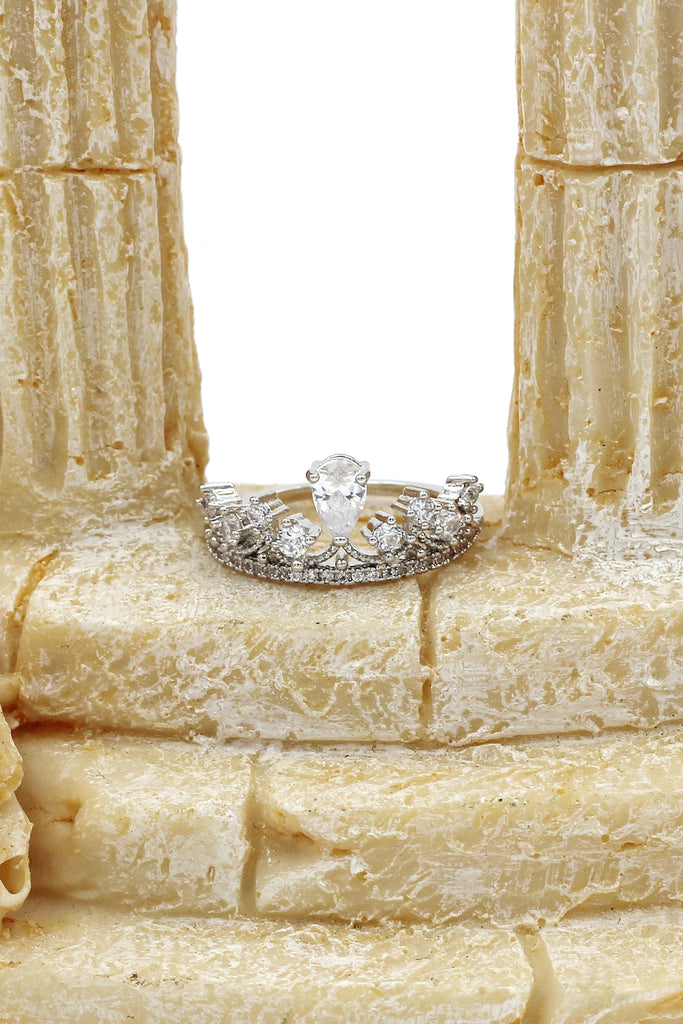 fashion crown crystal ring necklace set