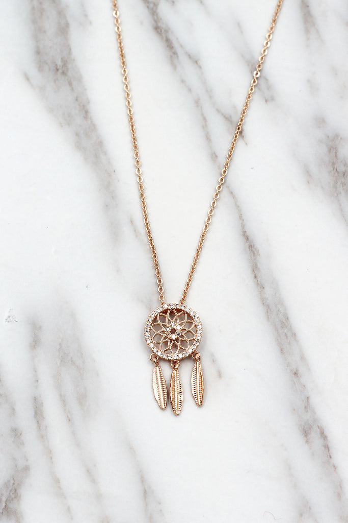 fashion dreamcatcher crystal necklace