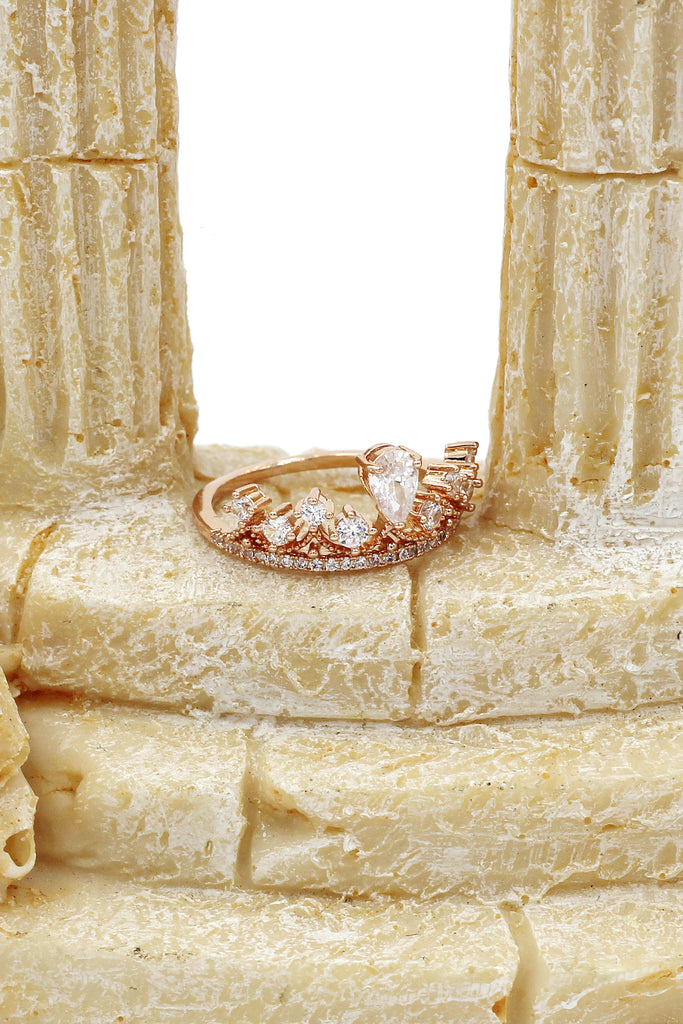 fashion laurel crown crystal ring
