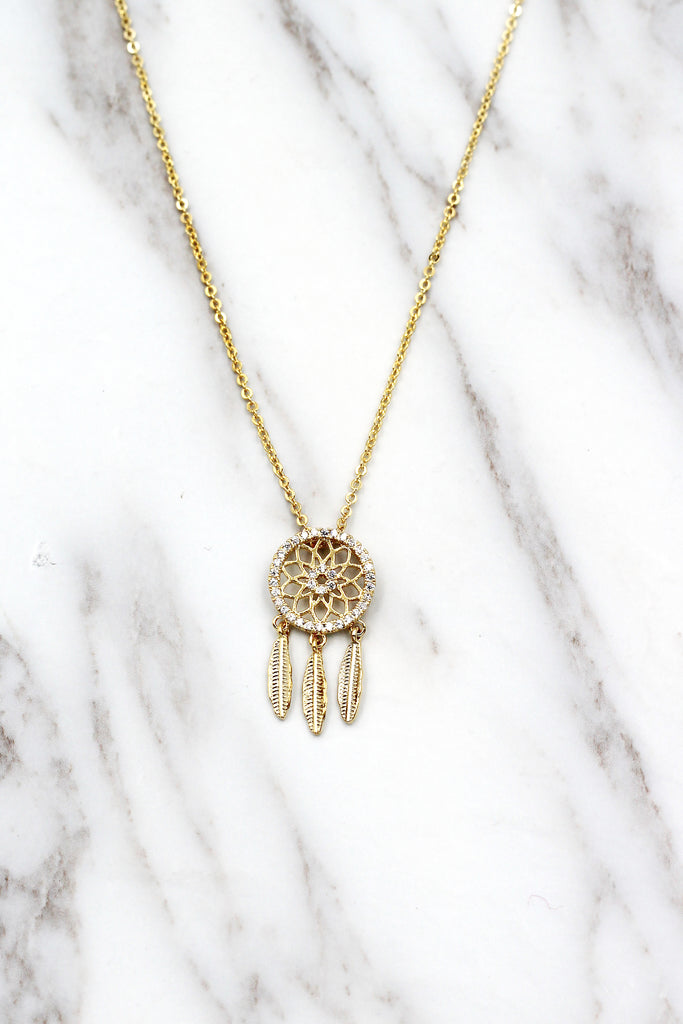 fashion dreamcatcher crystal necklace