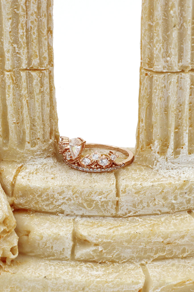 fashion laurel crown crystal ring