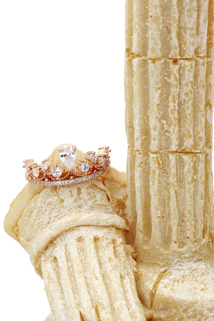 fashion laurel crown crystal ring