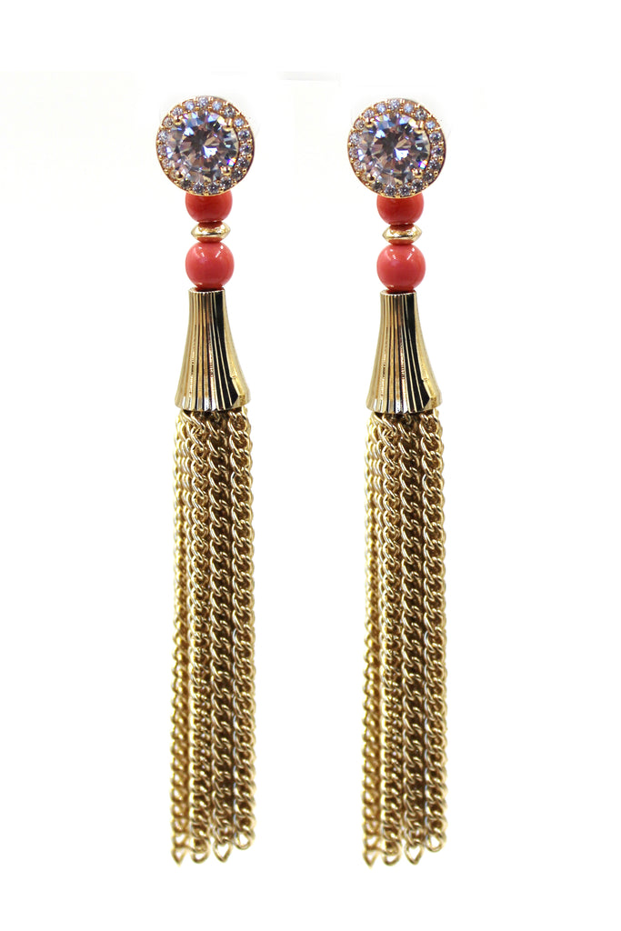 shiny crystal tassel earrings